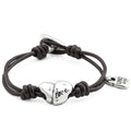 UNOde50 Brown Leather Bracelet CUPID with Irregular Heart-Shaped Silver-Plated Piece
