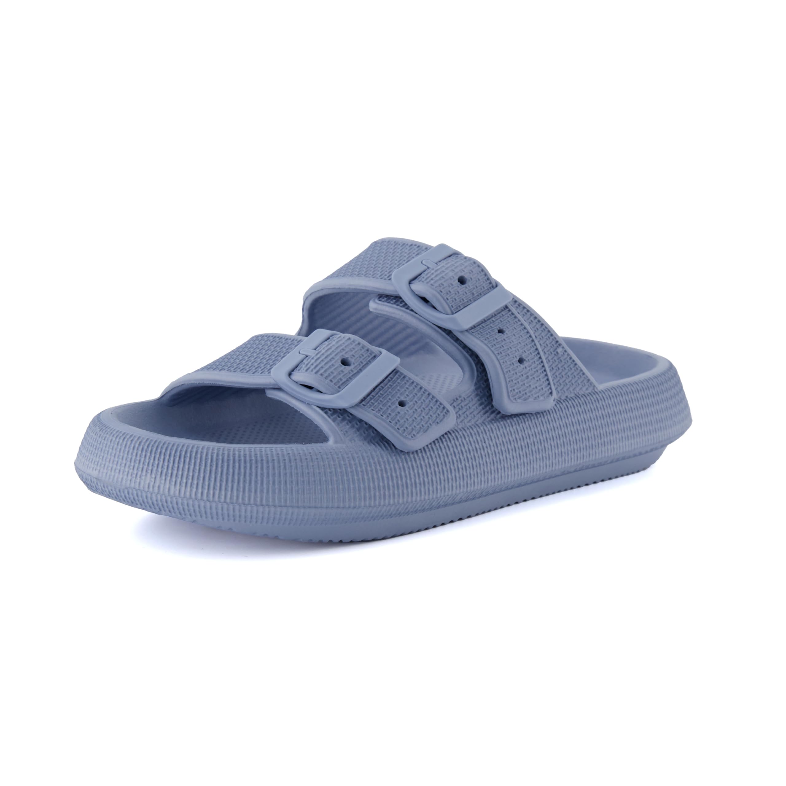 CUSHIONAIRE Fame Pillow Recovery Sandals for Women, Adjustable Double Buckle Waterproof EVA Cloud Slides for Women, BLUE 5