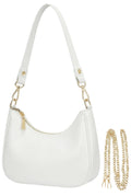 Mivorica Small Shoulder Bag for Women - Trendy little Crescent Purse & Underarm Handbag with Detachable Chain Strap - Cute Mini Hobo Clutch for Travel & Party, Cream White Vegan Leather