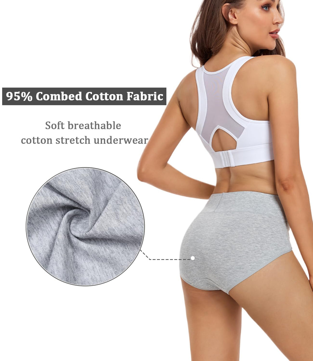 wirarpa 4 Pack Women's Cotton Postpartum Underwear High Waisted Ladies Panties Full Coverage Briefs Assorted X-Large