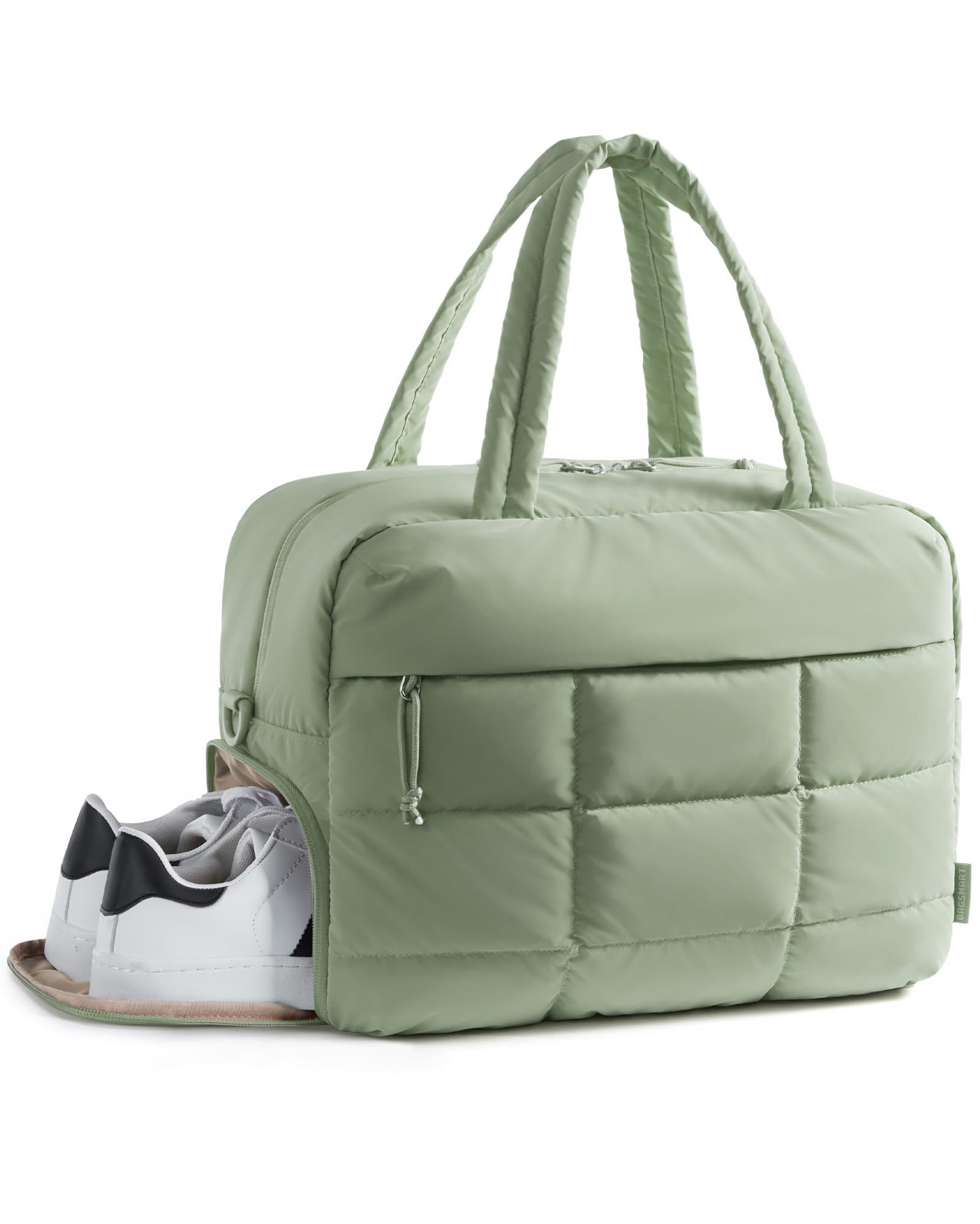 BAGSMART Gym Bag for Women, Carry on Travel Duffel Bag, Water-resistant Weekender with Shoe Compartment for Gym Travel Work, Green, Medium
