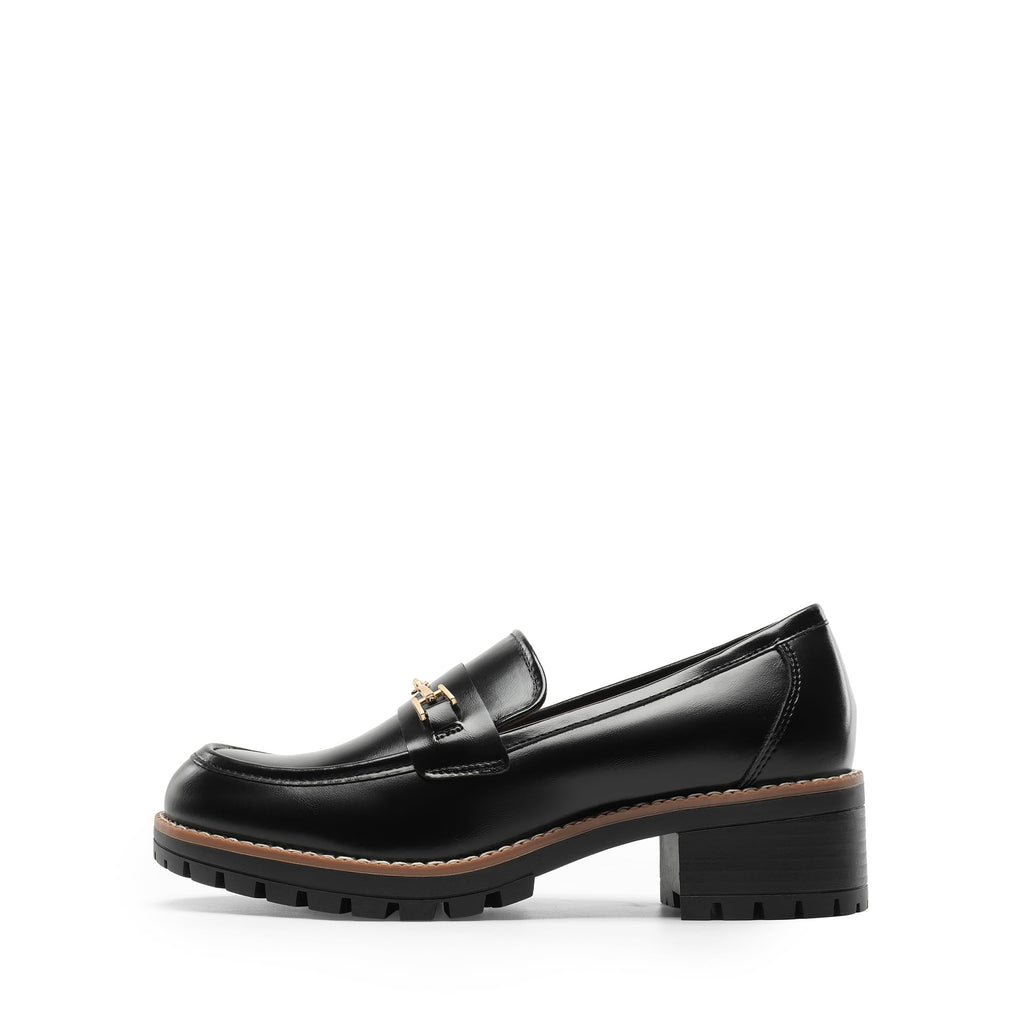 DREAM PAIRS Women's Chunky Loafers, Platform Comfortable Slip-On Dressy Business Casual Shoes,Size 9,Black-Pu,SDLS2410W