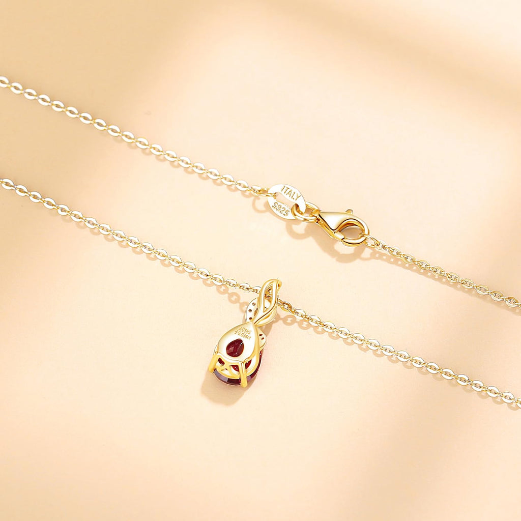 FANCIME Amethyst Necklace 14K Solid Yellow Gold Teardrop Pendant with Diamond February Birthstone Necklace Gifts Jewelry for Mom Women