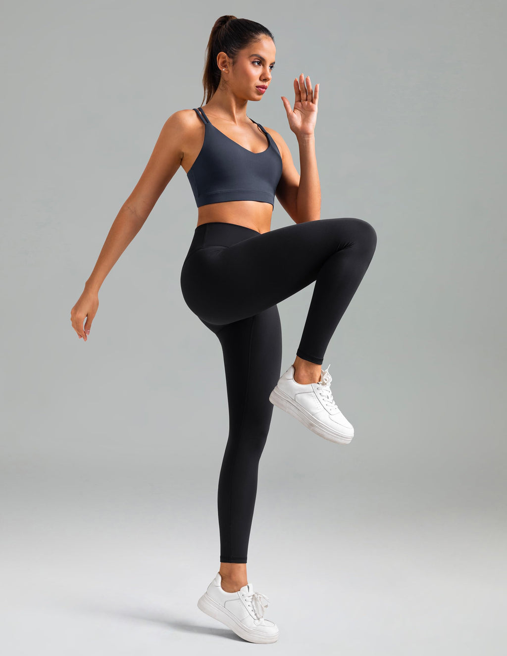 Colorfulkoala Women's Dreamlux High Waisted Workout Leggings 25" Inseam 7/8 Length Yoga Pants (XS, Black)