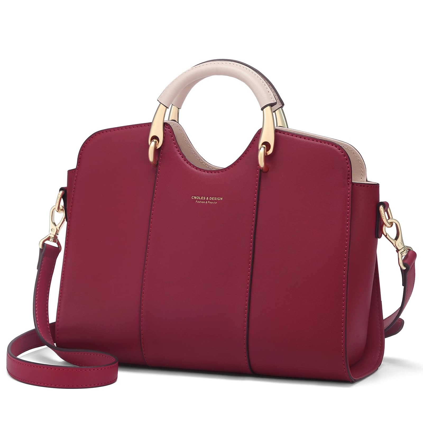 Cnoles Satchel Bag for Women Fashion Leather Ladies Top Handle Tote Shoulder Bag Purses and Handbags Red