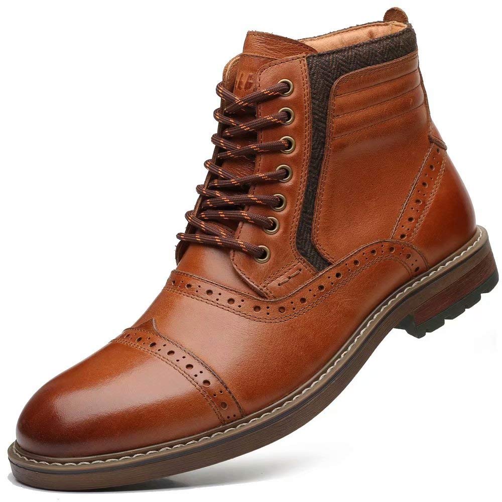 Arkbird Mens Chelsea Boots, Stylish and Comfort Leather Chukka Ankle Boots with Zipper (Brown 9)