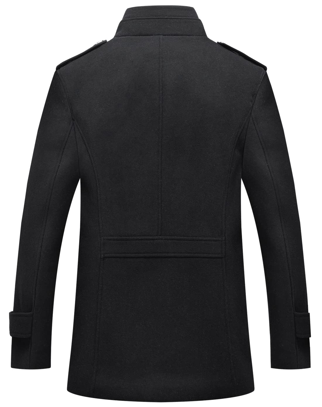 chouyatou Men's Winter Stylish Wool Blend Single Breasted Military Peacoat (Medium, Solid-Black)