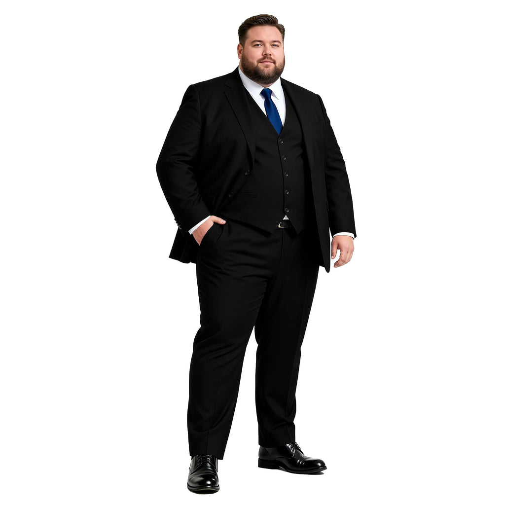 GATMSTZ 3 Piece Suits for Men Big and Tall Regular Fit Blazer Men Tuxedo Suit Set Classic Fit Jacket Vest Pants (Black,52R)