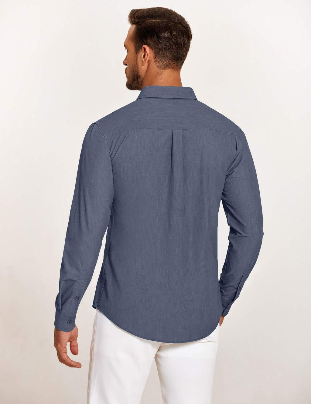COOFANDY Mens Denim Shirt Long Sleeve Button Down Dress Shirts for Men, Navy Blue, XX-Large