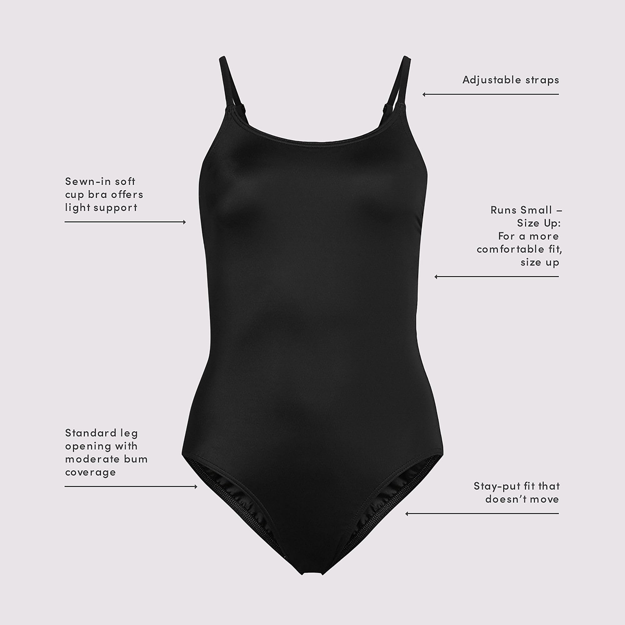 Lands' End Women's Tugless Thin Strap One Piece Swimsuit 2 Black