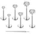 Gotumo 20G Flat Back Earrings Stud G23 Titanium Threadless Tragus Labret Cartilage Lip Medusa Conch Body Piercing Jewelry for Women Men Silver