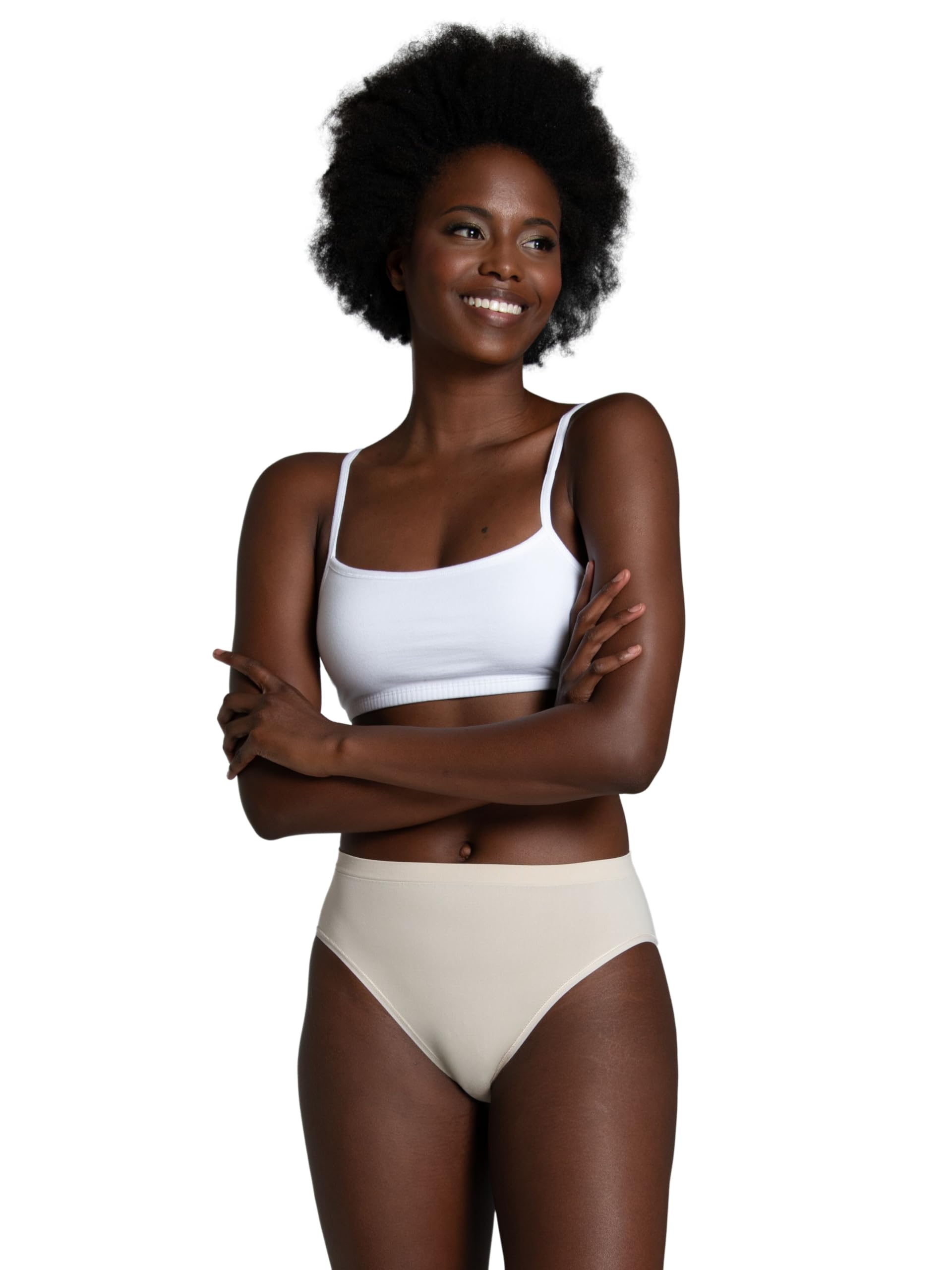 Fruit of the Loom womens 6 Pack Seamless Underwear Multipack Briefs, Hi Cut - Pack Assorted Colors, 10 US
