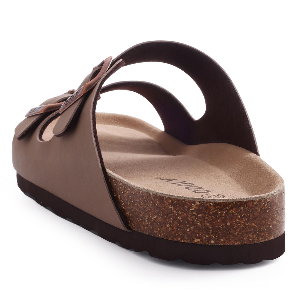ODOLY Unisex Cork Footbed Slide Sandal, Arch Support Summer Outdoor Sandals with Adjustable Buckle for Women and Men, Brown 39 (8 Women/6.5 Men)