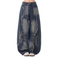 OTEEGX Baggy Jeans for Women Girls Star Wide Leg Barrel Jeans Embroidered Patchwork Cute Denim Pants Trendy Clothes Blue1-S