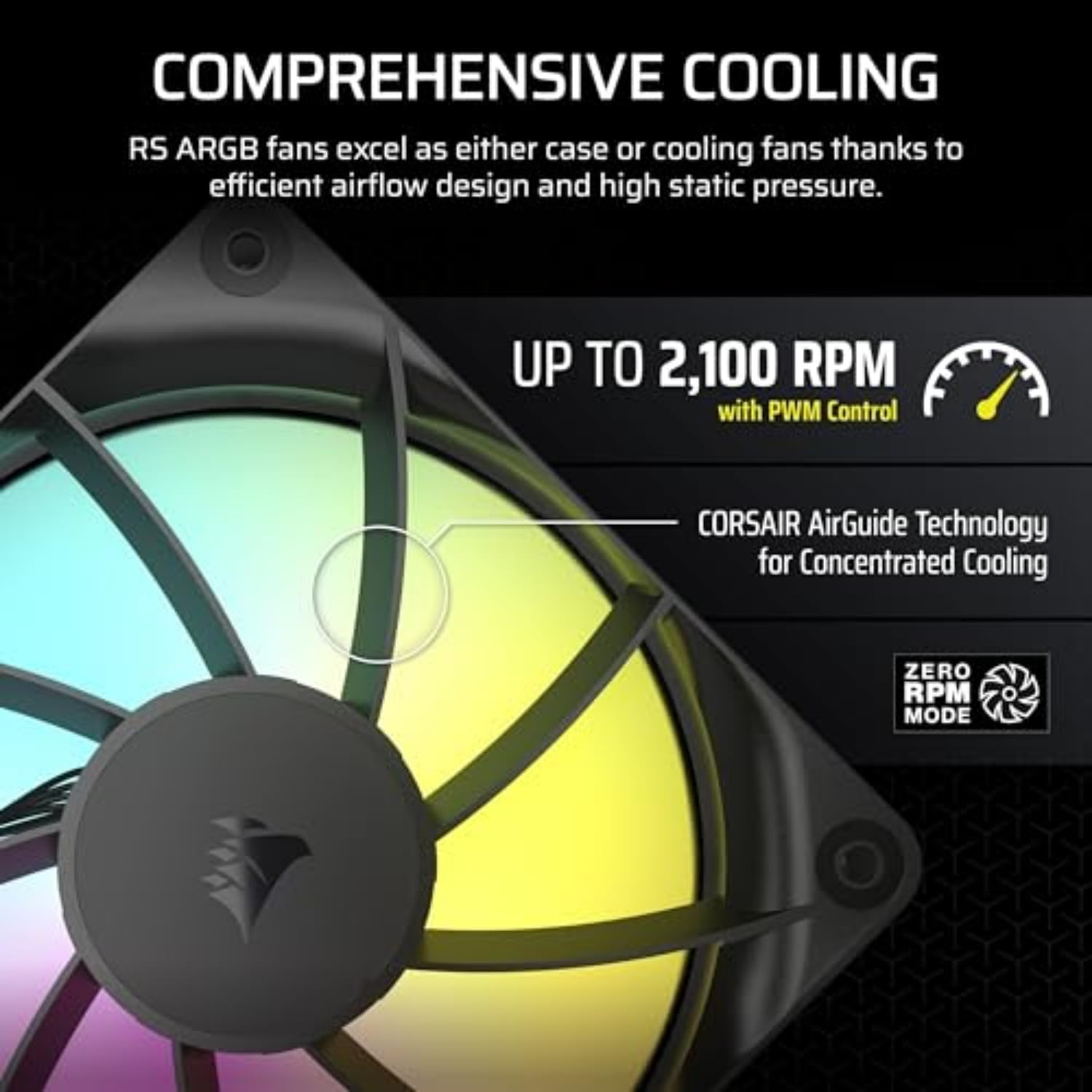 CORSAIR RS120 ARGB 120mm PWM Fans – Daisy-Chain Connection – Low-Noise – Magnetic Dome Bearing – Triple Pack – Black
