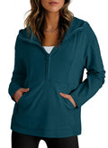 Dokotoo Womens Sweatshirt Long Sleeve Thermal Fleece Half Zip Hoodies for Women Pullover Oversized Sweatshirts Hooded Tops Casual Early Fall Fashion Outfits Winter Trendy Clothes 2025 Green Large