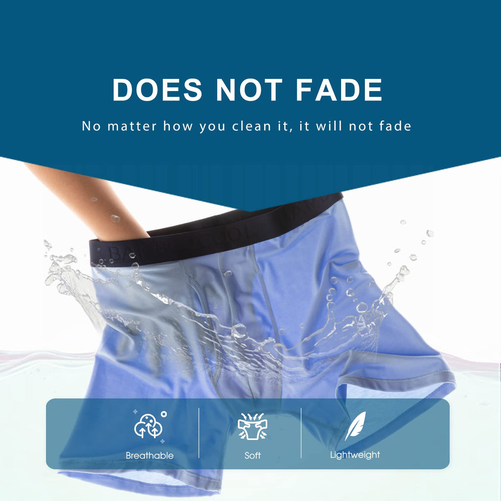 BAMBOO COOL Men's Underwear Boxer Briefs Soft Breathable Performance Underwear for Men 4 Pack (L)