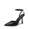 DREAM PAIRS High Heels for Women Closed Pointed Toe Dress Shoes for Women Ankle Strap Stiletto Heel Party Wedding Sexy Pump Shoes,Size 6,Black-Pu,SDPU2496W