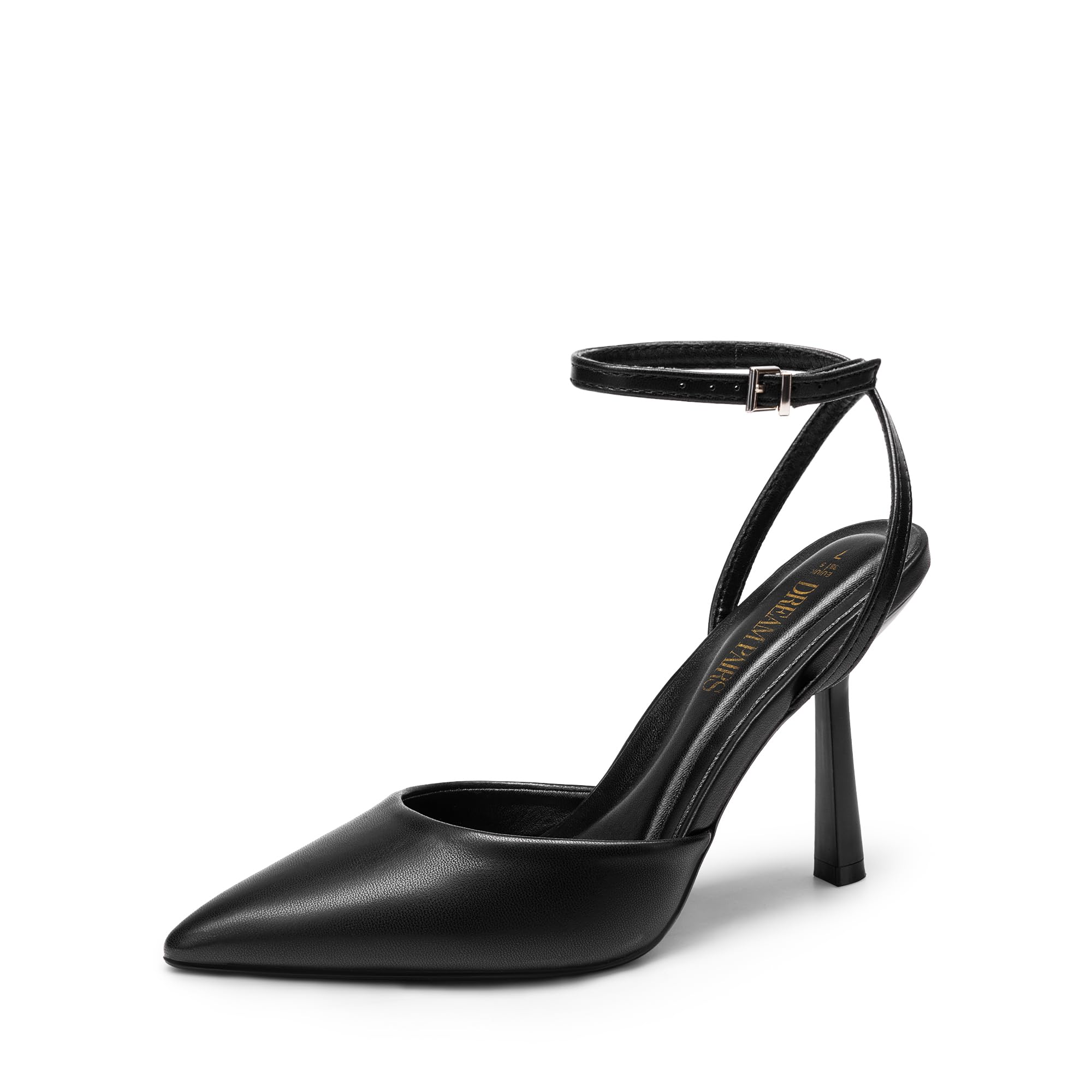 DREAM PAIRS High Heels for Women Closed Pointed Toe Dress Shoes for Women Ankle Strap Stiletto Heel Party Wedding Sexy Pump Shoes,Size 6,Black-Pu,SDPU2496W