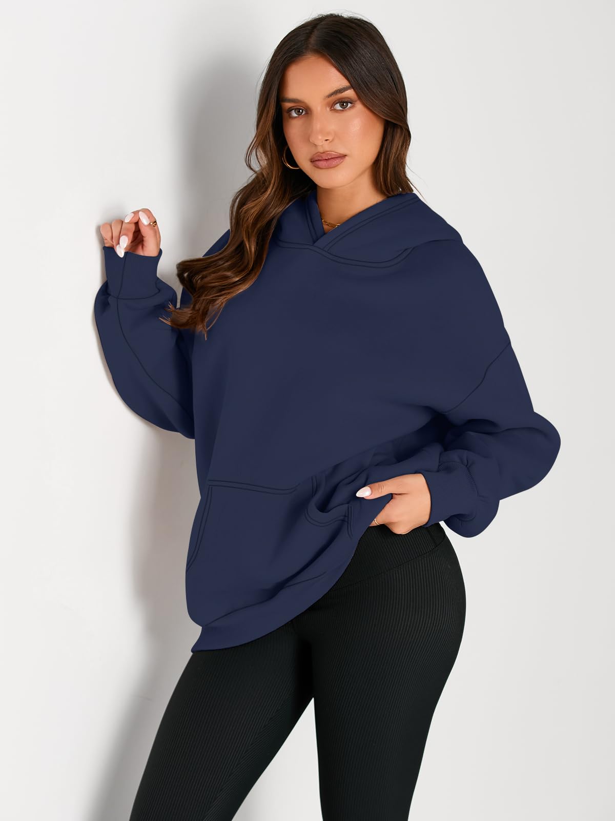 Trendy Queen Womens Oversized Hoodies Fleece Sweatshirts Fall Fashion Pullover Sweaters Winter Clothes Navy M