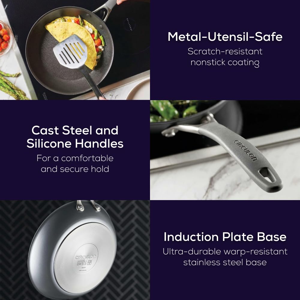 Circulon A1 Series with ScratchDefense Technology Nonstick Induction Cookware/Pots and Pans Set, 9 Piece, Graphite