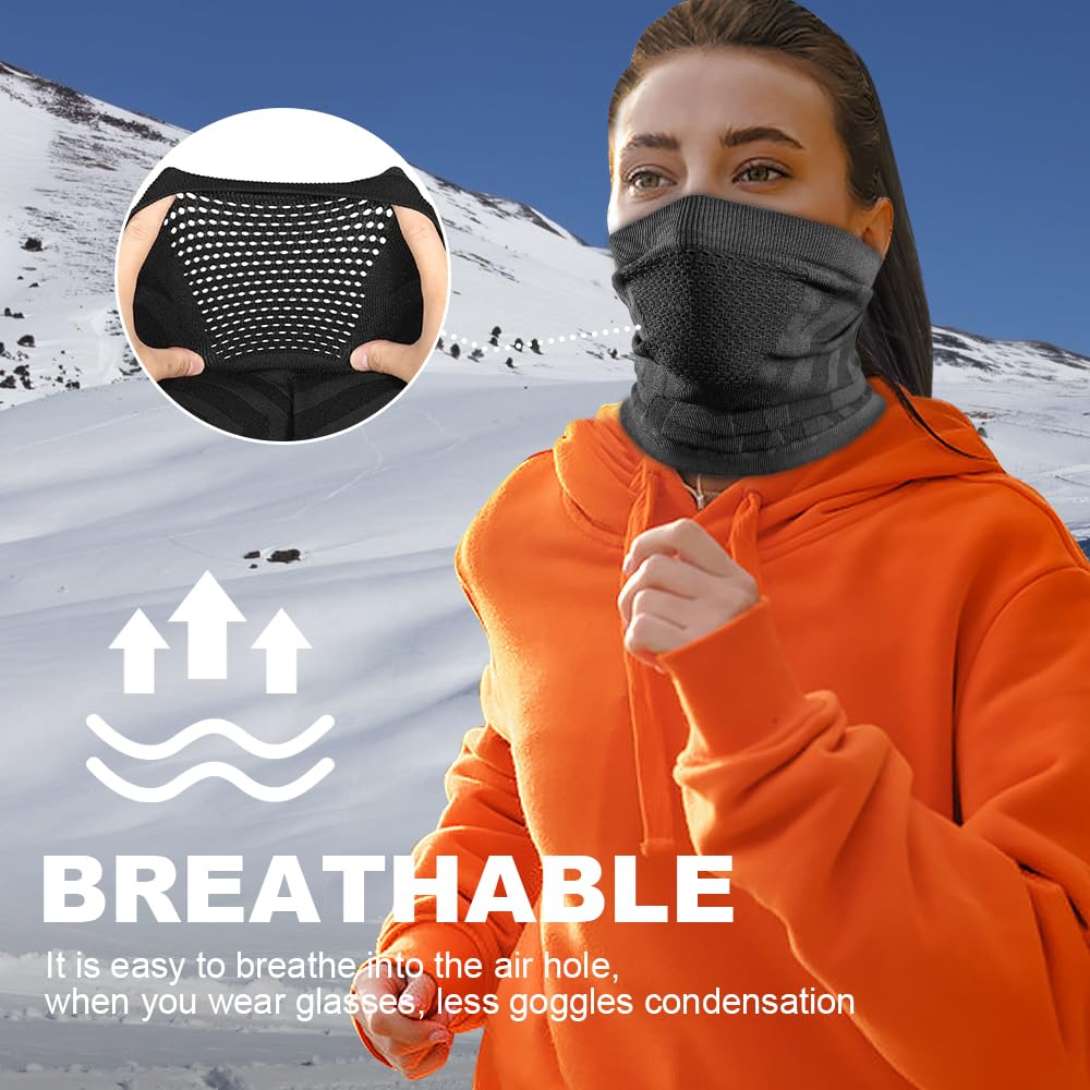 WTACTFUL Winter Neck Gaiter Neck Warmer Half Face Ski Mask Thermal Cover Shield for Cold Weather Windproof Tube Bandana Balaclava for Running Skiing Snowboarding Cycling Motorcycle Riding All Black
