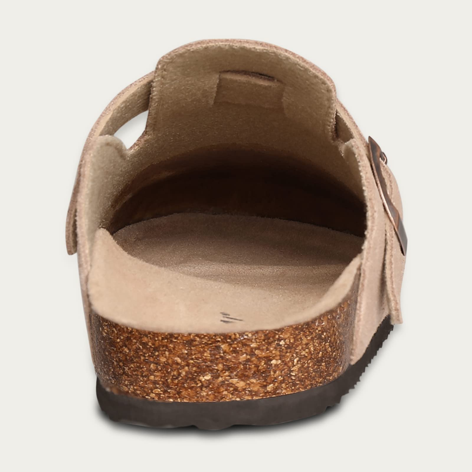 KIDMI Genuine Suede Clogs for Women Cork Footbed Sandals Leather Mules Potato Shoes with Arch Support Taupe 40 (Size 8.5)