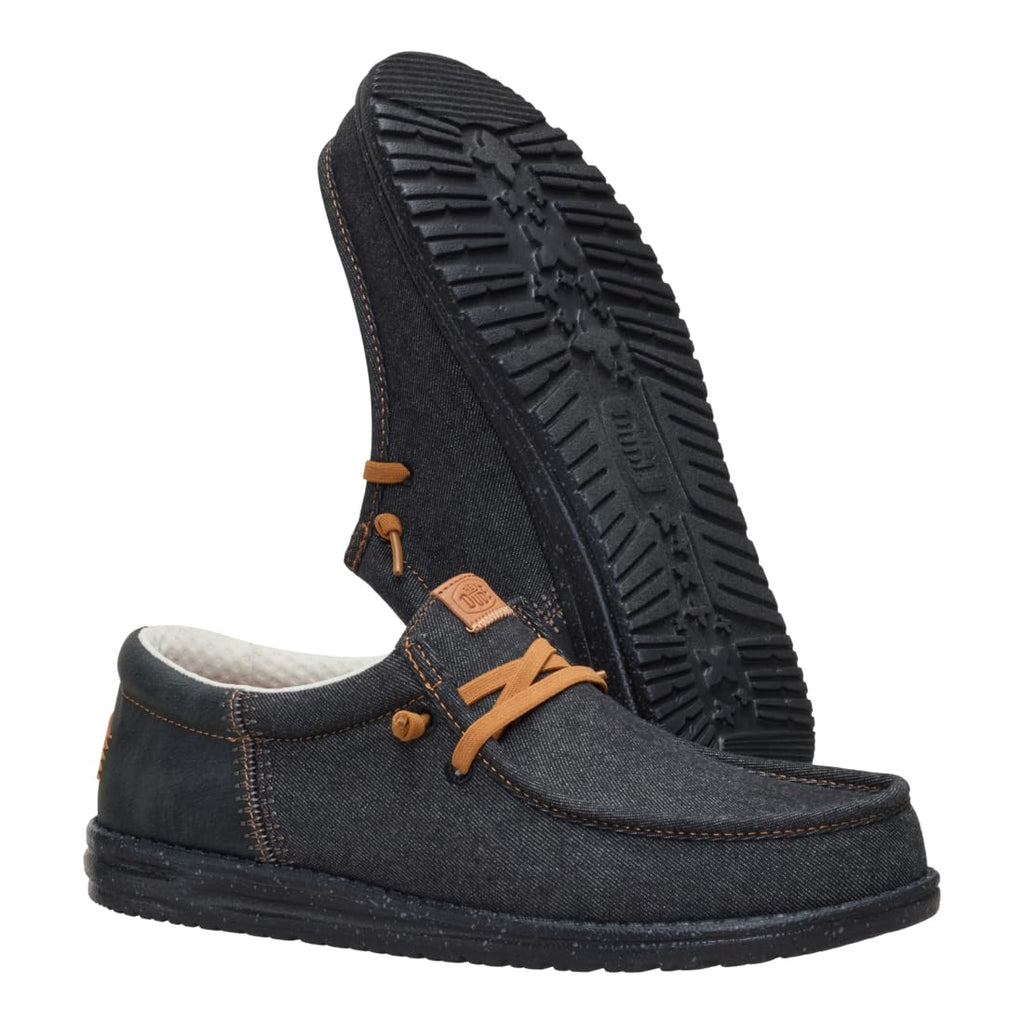 HEYDUDE Wally Funk Denim Black 11, Men’s Shoes, Slip-on Loafers, Comfortable & Light-Weight