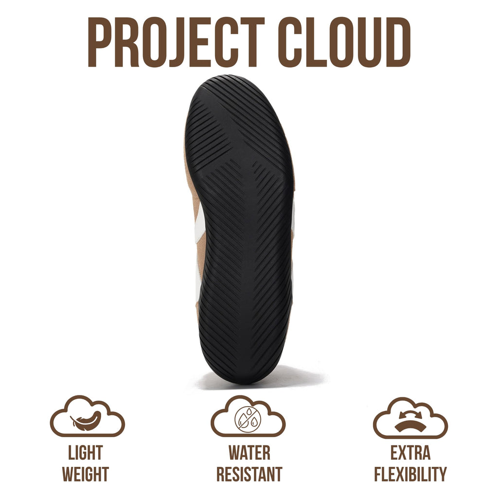 Project Cloud Barefoot Shoes Women – Memory Foam Lace-Up Womens Sneakers – Lightweight & Non Slip Womens Shoes Casual – All-Day Women's Fashion Sneakers for 2026 (Goal, TAN, 5.5)