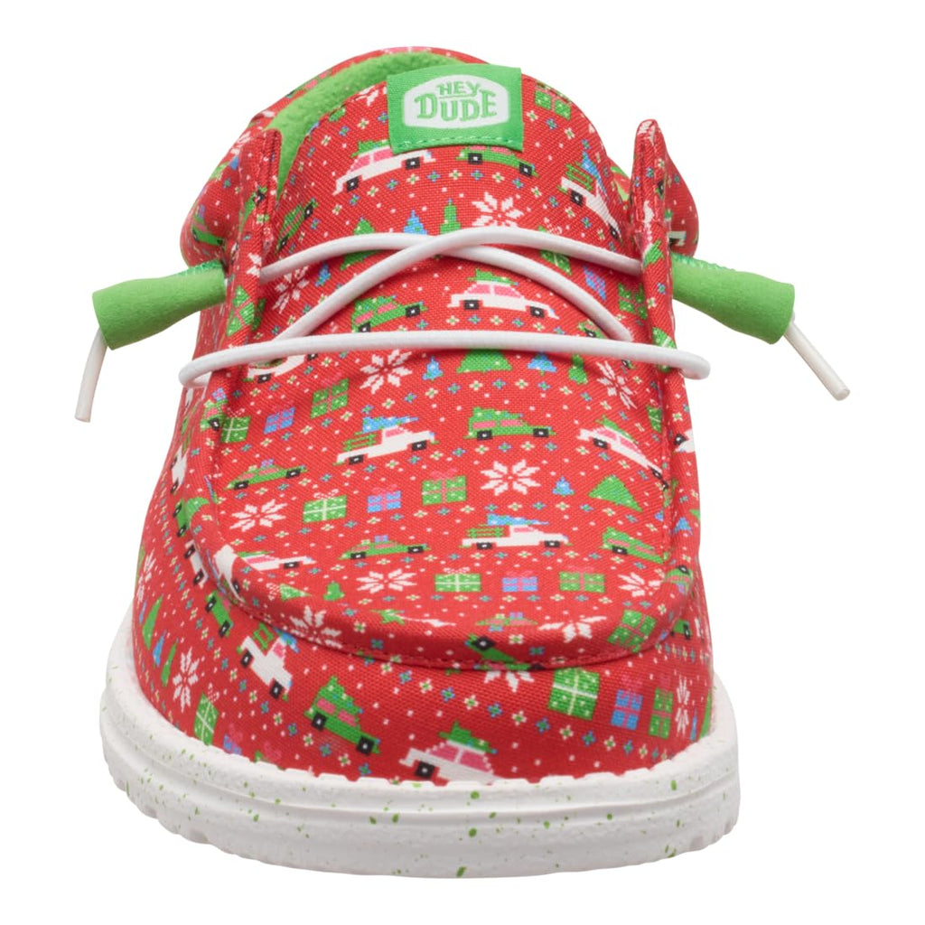 HEYDUDE Wally Holiday Sweater Red/Green/Multi 11, Men’s Shoes, Slip-on Loafers, Comfortable & Light-Weight