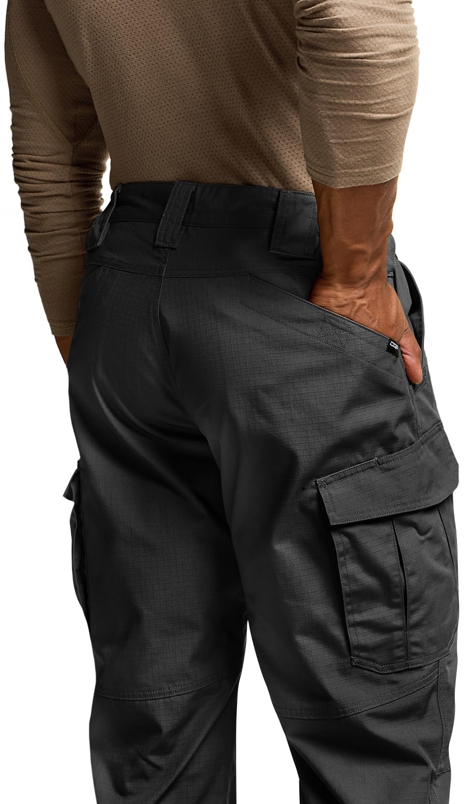 CQR Men's Tactical Pants, Water Resistant Ripstop Cargo Pants, Lightweight EDC Work Hiking Pants, Outdoor Apparel, Raider Mag Pocket Black, 34W x 30L