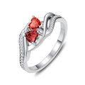 Heart Garnet and Ruby Rings January and July Birthstone Branch Statement Promise Band Rings Anniversary Jewelry Bridal Wedding Engagement Eternity Valentine's Mothers Day Birthday Gifts for Women Her Wife
