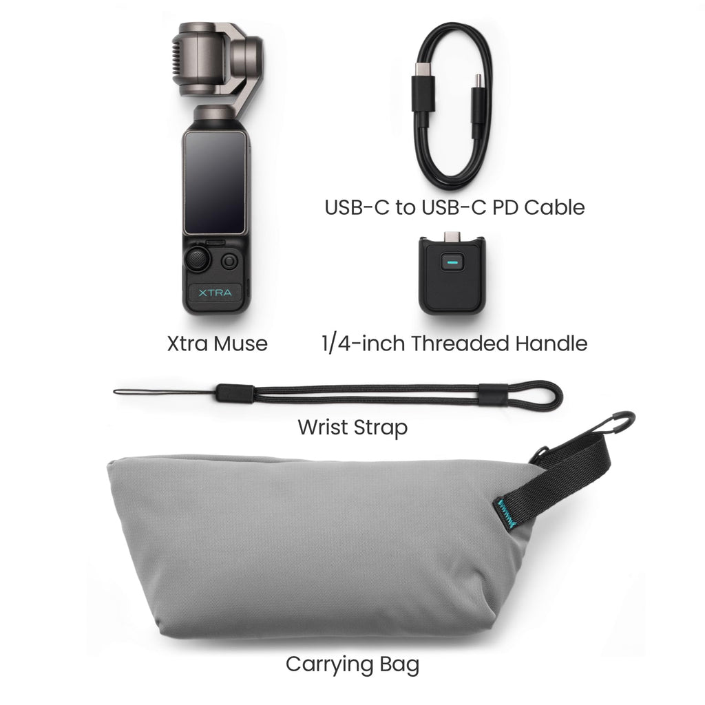 Xtra Muse, Vlogging Camera with 1'' CMOS & 4K/120fps Videos, Pocket Camera with 3-Axis Gimbal Stabilizer, Fast Focusing, Face/Object Tracking, Digital Video Camera for Photography, Digital Camera