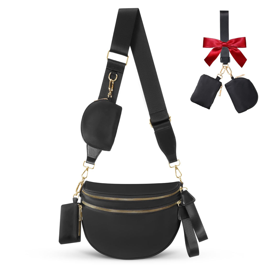 Cross Body Bag for Women Bum Bag Checkered Belt Bags Fanny Packs for Girls Travel Purse Fashion Waist Packs Crossbody Nylon Purse Trendy Shoulder Bags for Womens