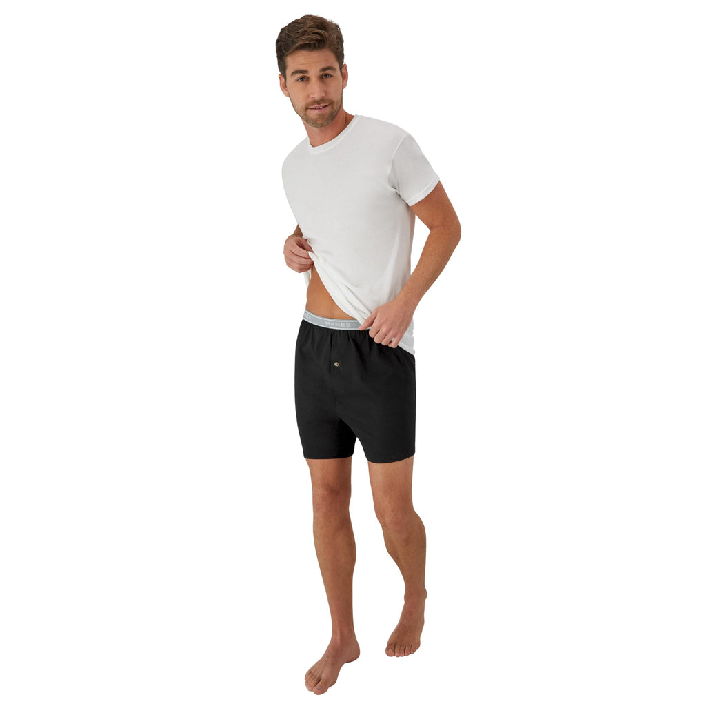 Hanes Men's Boxers, Cotton Knit Comfortable Boxer Underwear, Moisture-wicking Cotton Boxers, 5 count (pack of 1)
