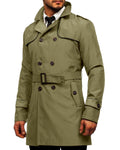 Makkrom Men's Trench Coat Slim fit Double Breasted Notched Lapel Belted Windbreaker Long Jacket Casual Windproof Overcoat