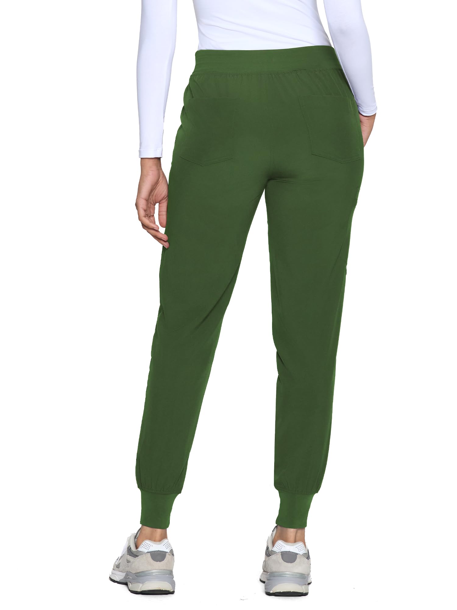 COZYFIT Womens Scrub Pants - Soft Stretch Yoga Style with 5 Pockets, Slim Fit Jogger Scrubs Pants for Women Army Green