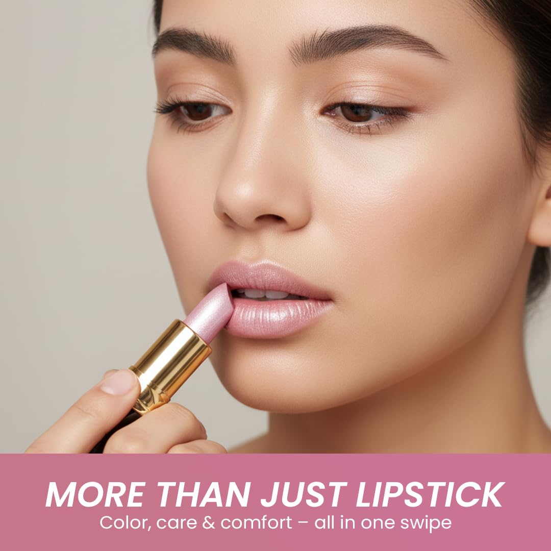 Essence Of Argan Pink Lip Stick for Cracked and Dry Lips - 100% Pure Argan Oil, Shea Butter, Jojoba Oil & Aloe Vera - Hydrating Long Lasting Lipstick - Deep Moisturizing Pink LipStick for Women
