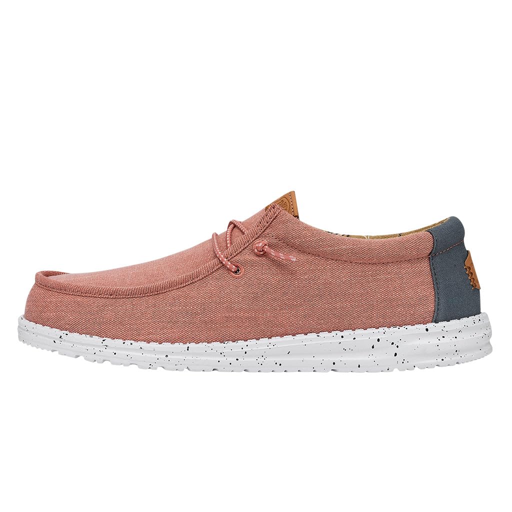 HEYDUDE Men's Wally Washed Canvas, Mens Shoes, Slip-on Loafers, Comfortable & Light-Weight Red
