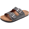 ONCAI Mens Slide Sandals，Adjustable Buckle Straps Arch Support Cork Footbed Slippers for Men 2026 Comfortable Casual Summer Beach non Slip Slides Shoes Grey Size 10