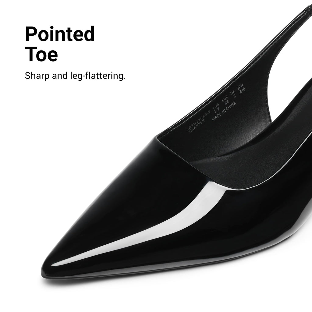 DREAM PAIRS Women's Kitten Heels Slingback Low Closed Toe Comfortable Pumps Pointed Toe Wedding Party Elegant Dress Shoes,Size 8,Black-Pat,SDPU25093W