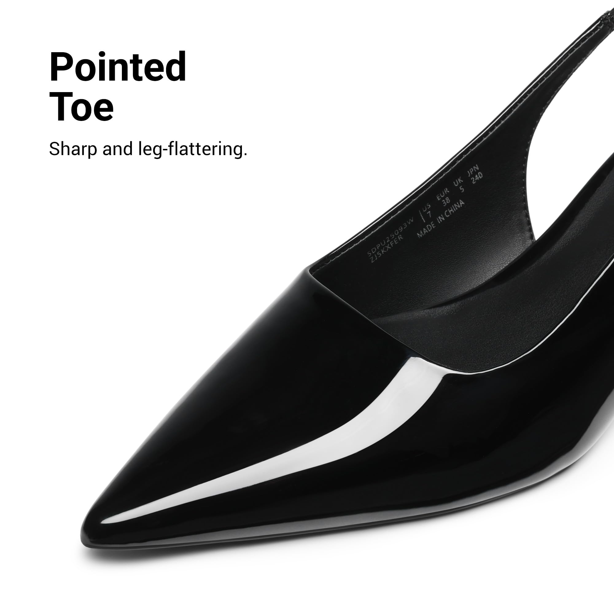 DREAM PAIRS Women's Kitten Heels Slingback Low Closed Toe Comfortable Pumps Pointed Toe Wedding Party Elegant Dress Shoes,Size 8,Black-Pat,SDPU25093W