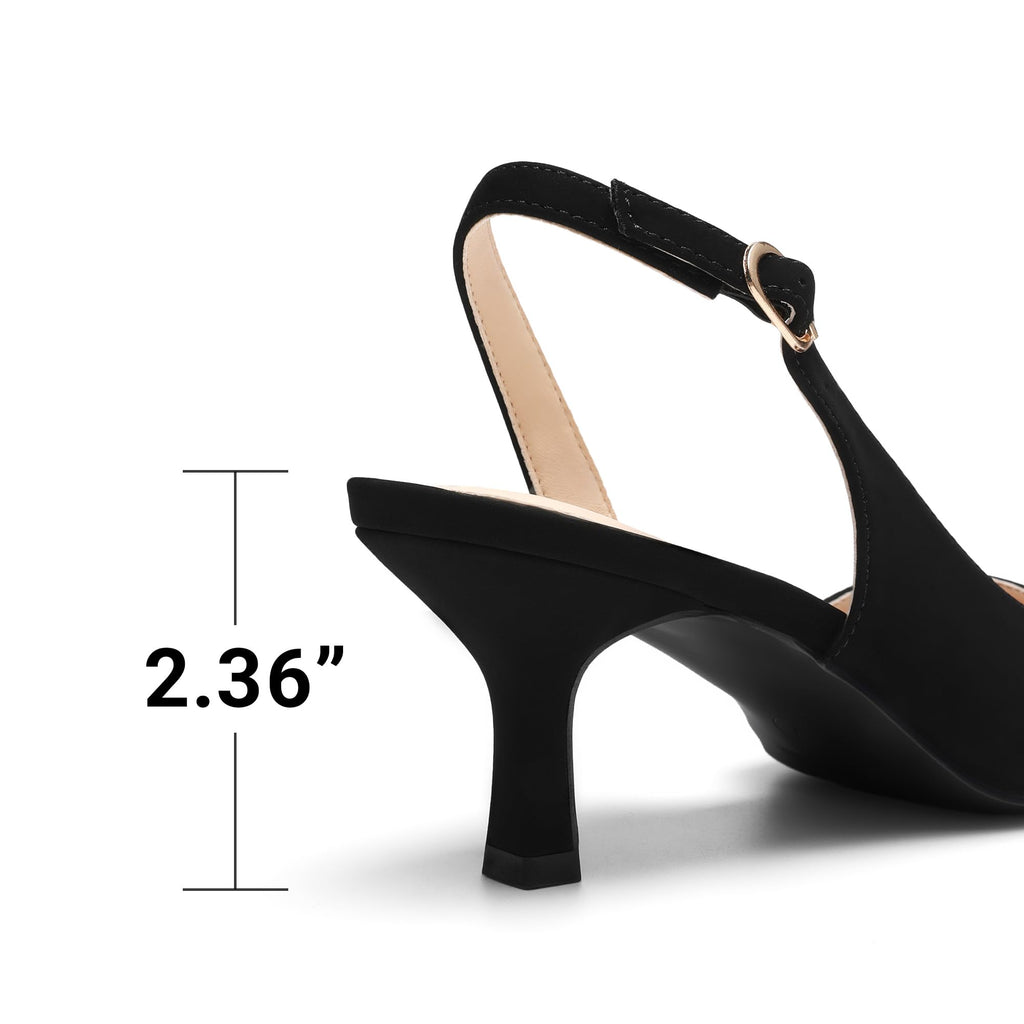 DREAM PAIRS Women's Kitten Heels Slingback Closed Pointed Toe Low Pumps Shoes Women Party Wedding Sexy Casual Dress Shoes,Size 8,Black-Nubuck,SDPU2454W