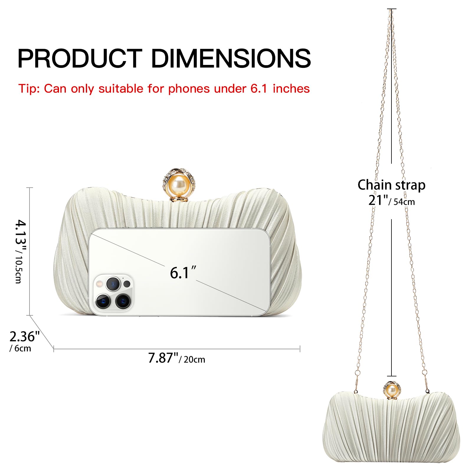RNIEGA Small Clutch Purses for Women Evening Bag Pleated Satins Clutch Purse Luxury Handbags for Wedding Party
