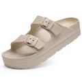 Goosecret Women's Platform Sandals with Arch Support Chunky Lightweight Foam Slip on Slides Comfortable Summer Beach Sandals with Adjustable Buckle Nude, 39(size 8-8.5)