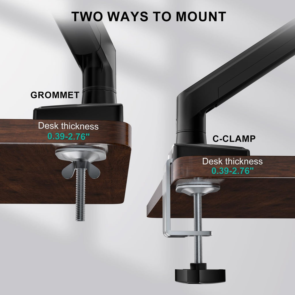 WALI Single Monitor Mount for 13-34 inch Screens, Adjustable Gas Spring Single Monitors Arm, Regular Screen up to 32 inch, 26.4lbs, Computer Monitor Stand for Desk, VESA 75/100mm (GSMP001N), Black