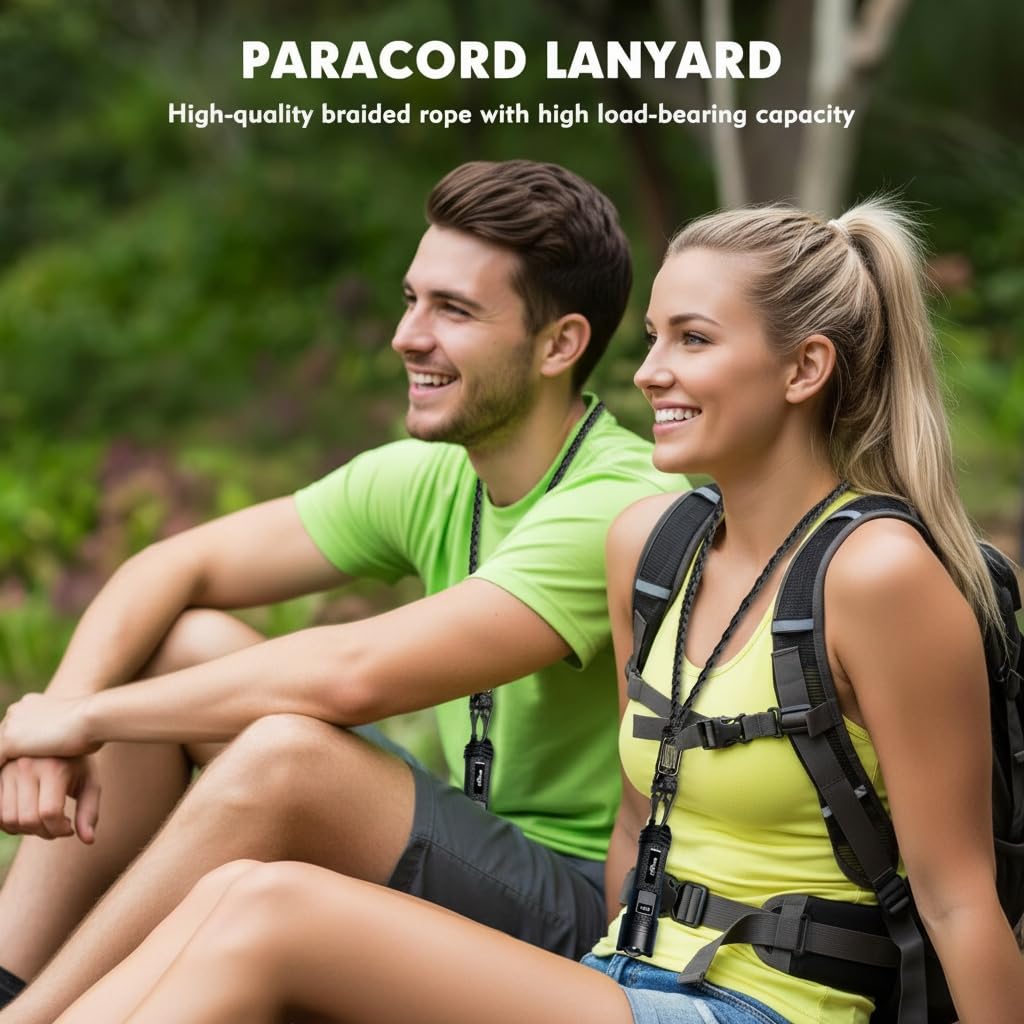 LUYADIN Paracord Lanyard Keychain with USA Flag,Parachute Rope Necklace Keychains for Outdoor Activities,Keys,Whistle