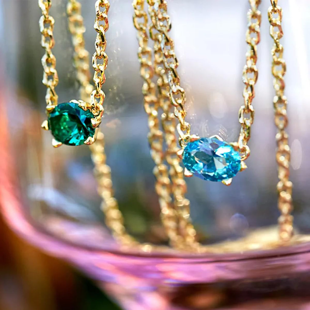 Kendra Scott Cailin 14k Gold-Plated Brass Pendant Necklace in Aqua Crystal, Fashion Jewelry For Women