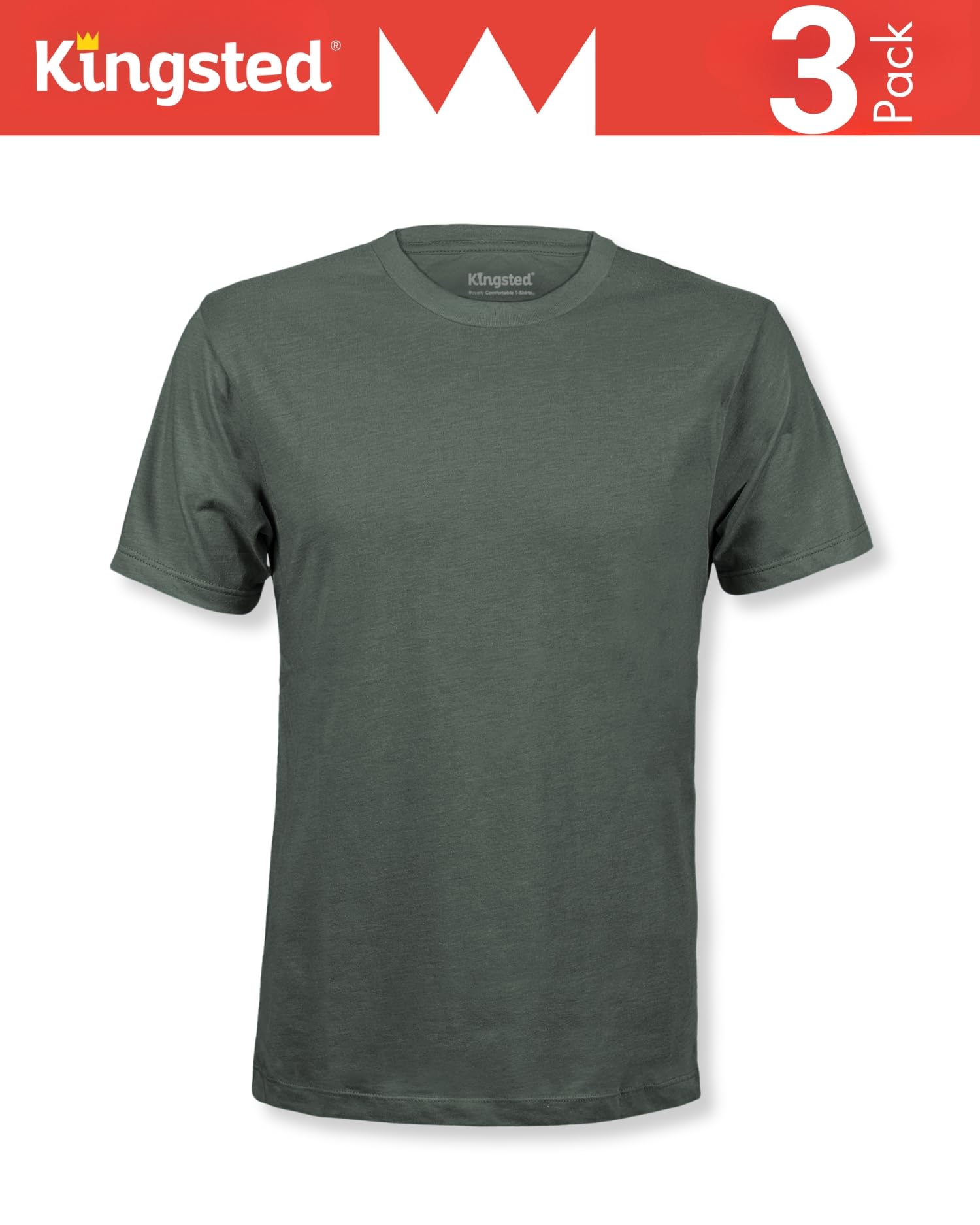 Kingsted Men's T-Shirts - Royally Comfortable - Super Soft Cotton Blend - Short Sleeve Tagless Crewneck - Plain Colored Classic Tees (3 Pack, Royal, Large)