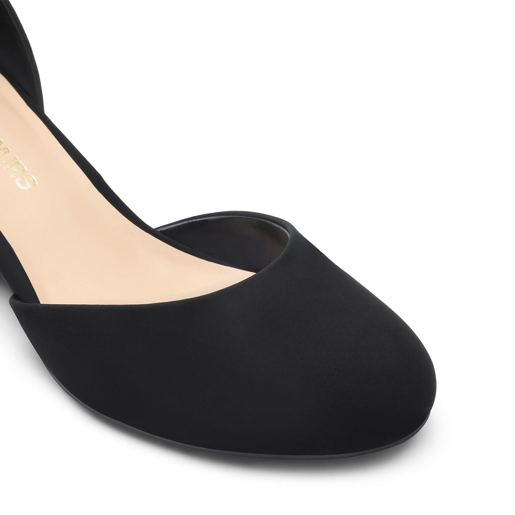 DREAM PAIRS Women's Closed Round Toe Low Block Heels Ankle Strap Chunky Heel Pumps Dress Wedding Office Party Shoes,Size 8,Black-Nubuck,DWUMPU2546